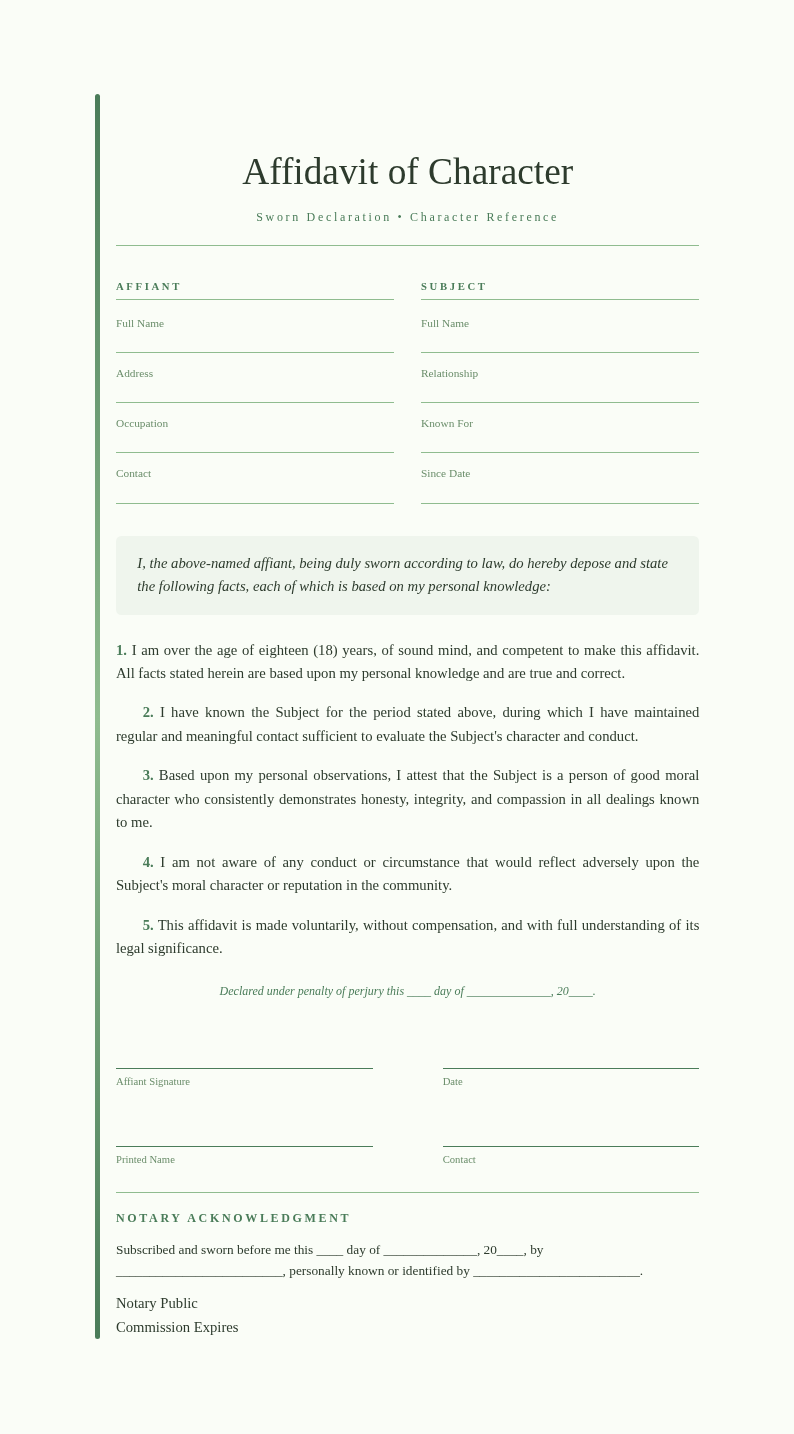Botanical Natural Affidavit of Character